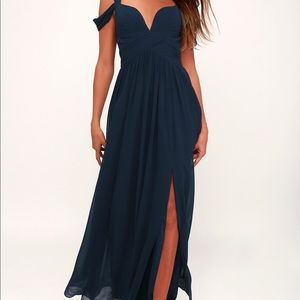 Formal Navy Blue Maxi Dress.